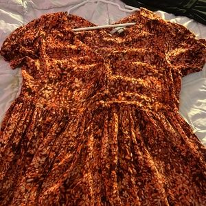 Coral red button down dress